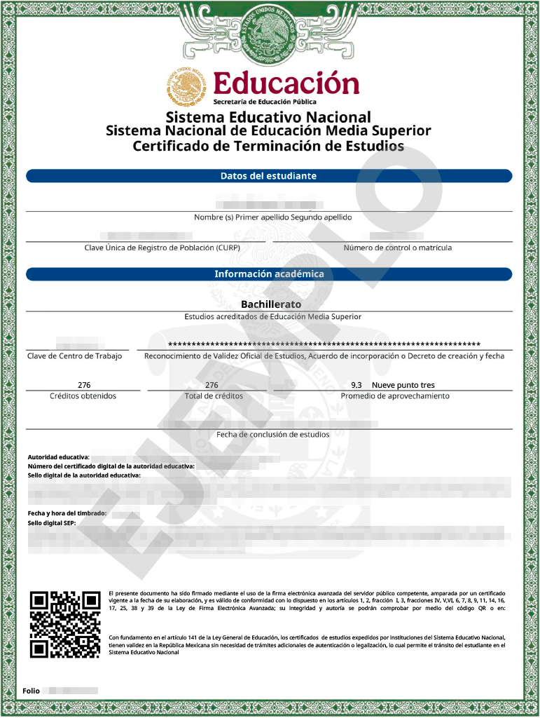 Certificado oficial SEP con QR
